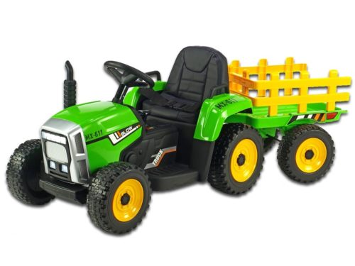 Kinderauto-Kinder-Elektroauto-Traktor-mit-Anhänger-2x45w-grün