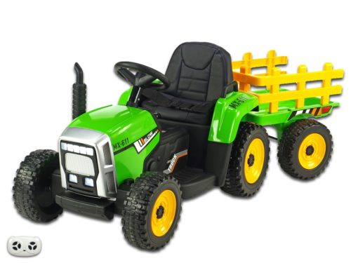Kinderauto-Kinder-Elektroauto-Traktor-mit-Anhänger-2x45w-grün