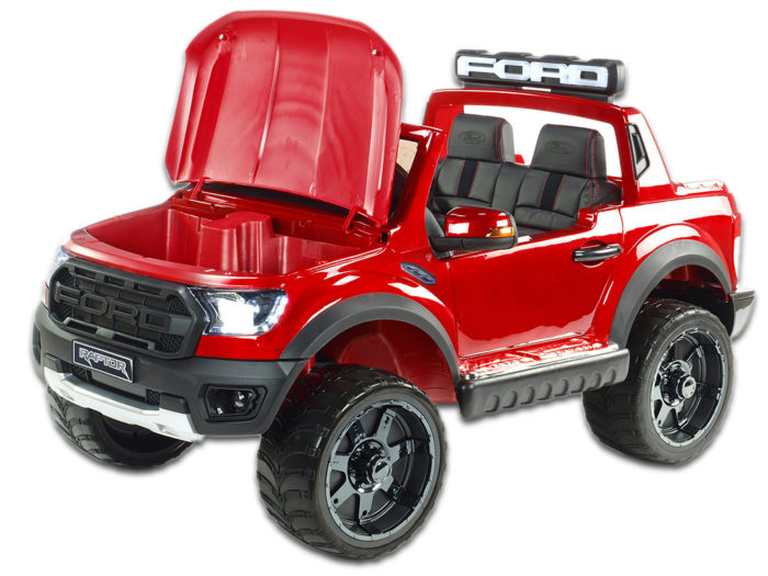 Kinderauto-Kinder-Elektroauto-Ford Raptor-2x45W-2-Sitzer-weinrot-lackiert