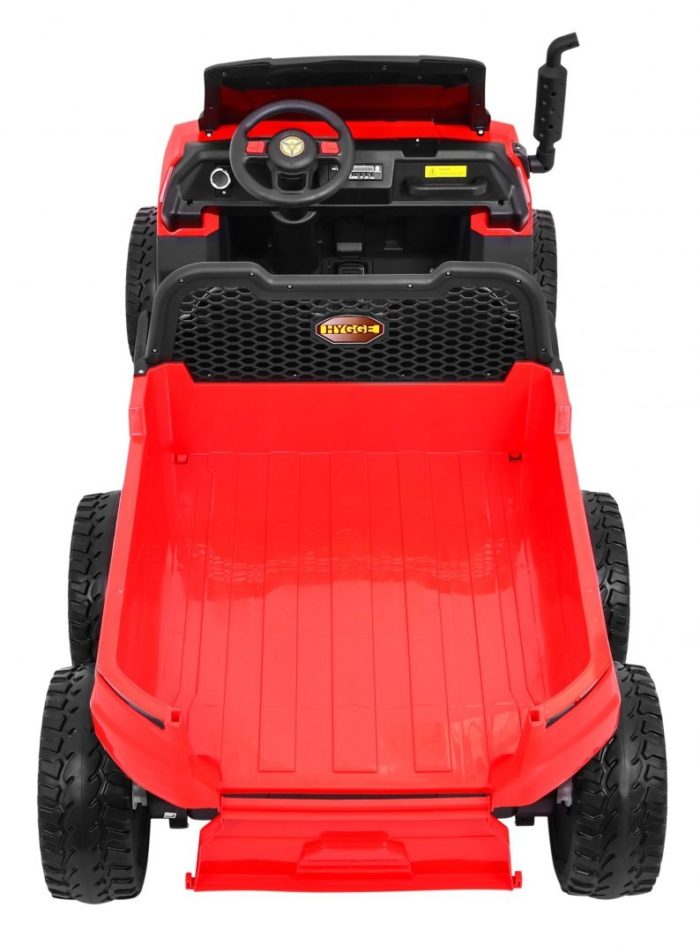 Kinderauto-Kinder-Elektroauto-Raider-Dreiachs-Kipper-XXL-24V-4x200W-2-Sitzer-rot-Ladefläche