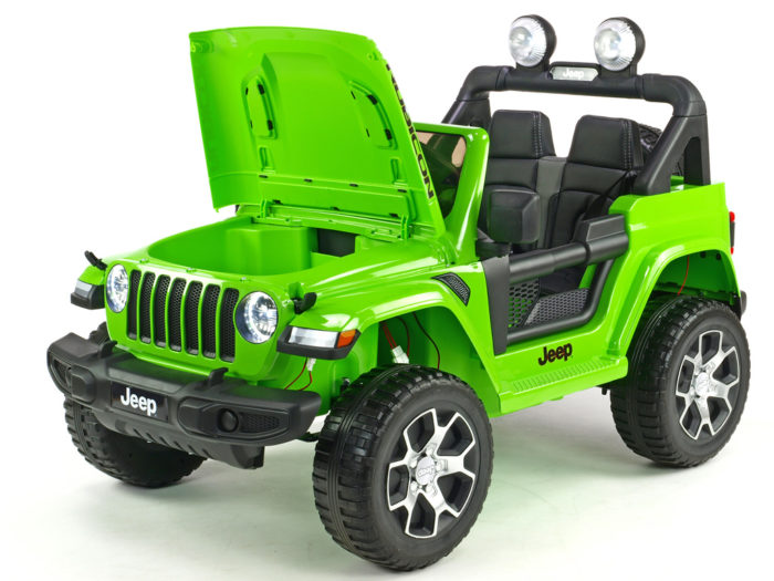 Kinderauto-Kinder-Elektroauto-Jepp-Wrangler-Rubicon-4x45W-2-Sitzer-grün-lackiert-Kofferraum