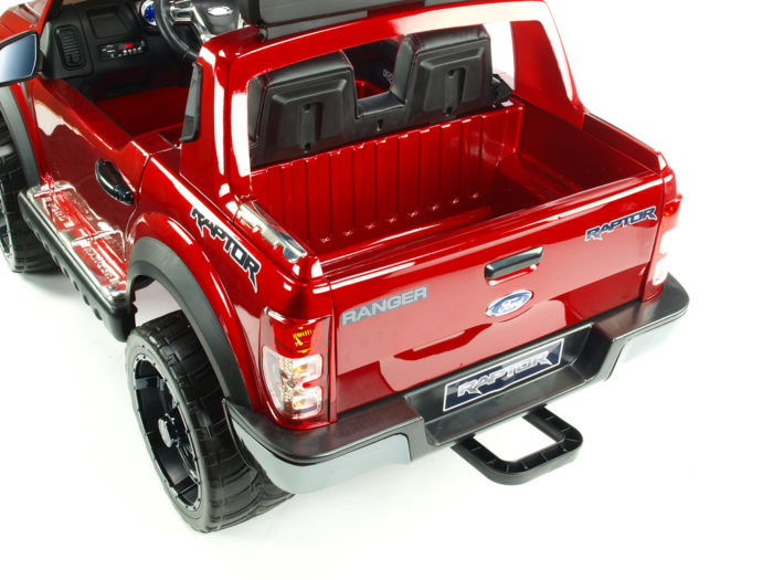 Kinderauto-Kinder-Elektroauto-Ford Raptor-2x45W-2-Sitzer-weinrot-lackiert-Transportbügel