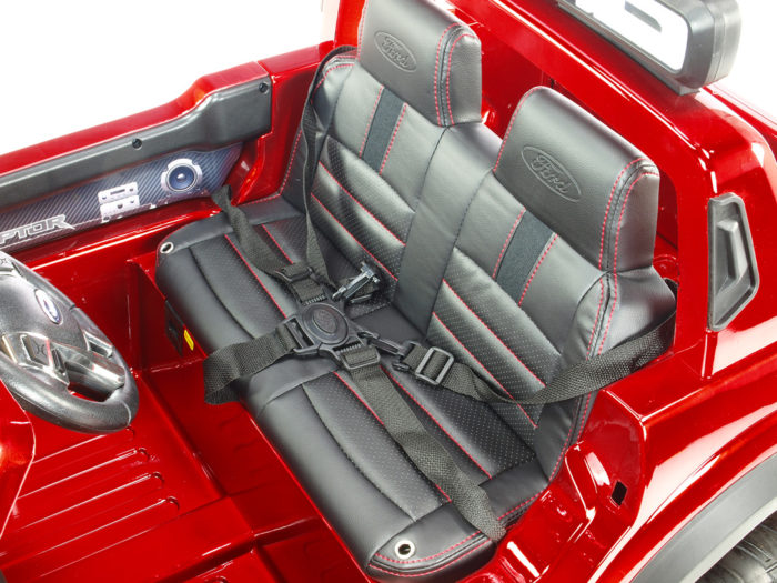 Kinderauto-Kinder-Elektroauto-Ford Raptor-2x45W-2-Sitzer-weinrot-lackiert-Ledersitz