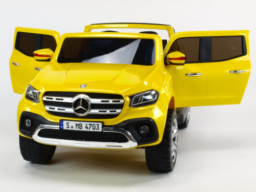 Kinderauto-Kinder-Elektroauto-Mercedes-X-Class-4x45W-gelb-lackiert