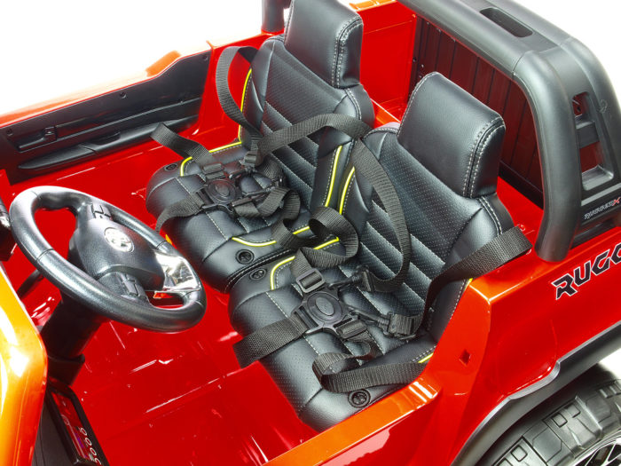 Kinderauto-Kinder-Elektroauto-Toyota-Hilux-4x35W-rot-lackiert-Ledersitz