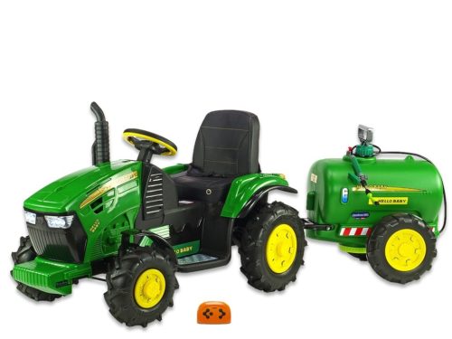Kinderauto-Kinder-Elektroauto-Traktor-Luftreifen-Gummireifen-Güllefass-Anhänger-2x45W-grün