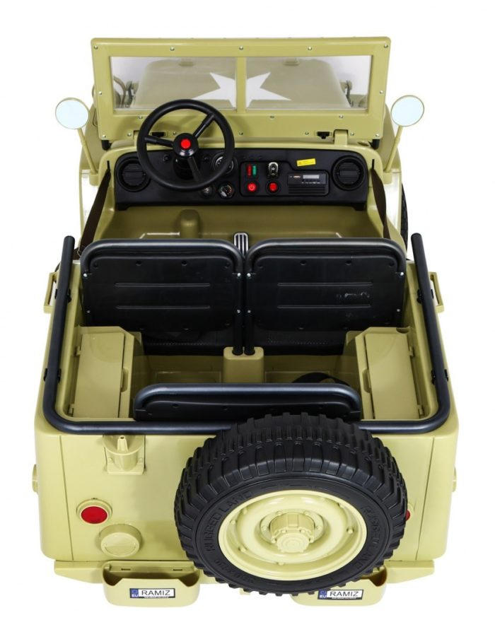 Kinderauto-Kinder-Elektroauto-Jeep-Willys-MB-3-Sitzer-24V-4x100W-beige