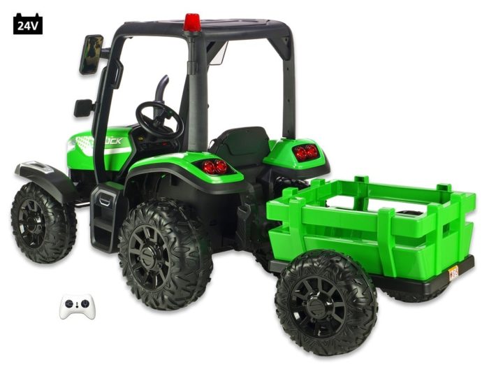Kinderauto-Kinder-Elektrauto-Traktor-24V-400W-Anhänger-grün