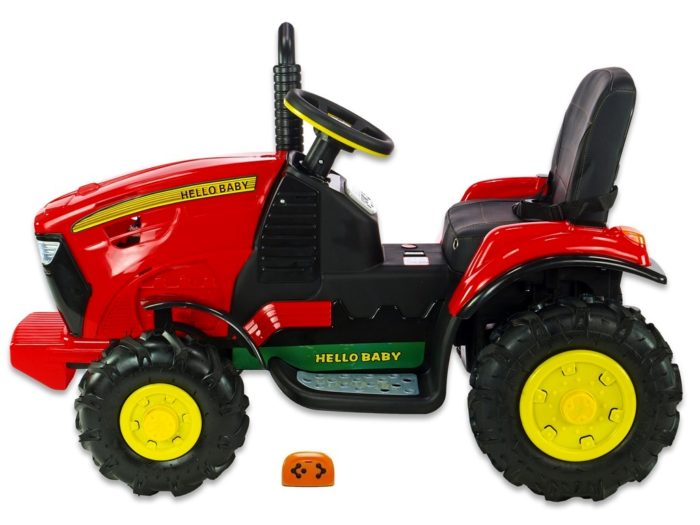 Kinderauto-Kinder-Elektroauto-Traktor-Luftreifen-Gummireifen-Güllefass-Anhänger-2x45W-rot