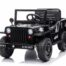 Jeep Willys MB Retro 1-Sitzer Kinder Elektroauto in schwarz mit 4x45W Allrad Ledersitz und EVA Reifen.
