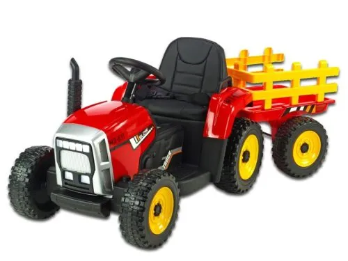 Kinderauto-Kinder-Elektroauto-Traktor-mit-Anhänger-2x45w-rot