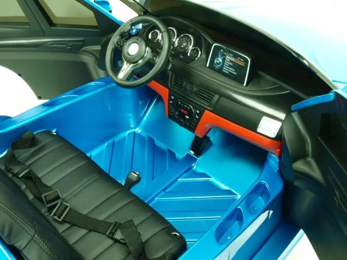 Kinderauto-Kinder-Elektroauto-BMW-X6M-XXL-2x120W-2-Sitzer-blau-lackiert-Lenkrad