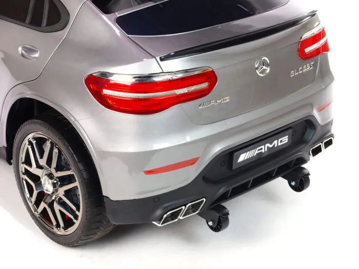 Kinderauto-Kinder-Elektroauto-Mercedes-GLC-63S-1-Sitzer-2x35w-silber-lackiert-Transportrollen