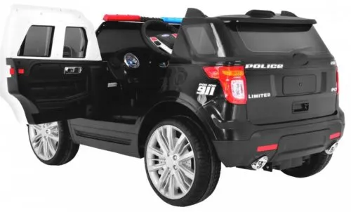 Kinderauto-Kinder-Elektroauto-Polizei-Geländewagen-2x45W-schwarz-weiß