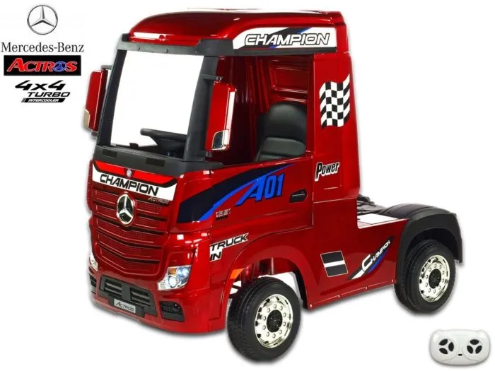 Kinderauto-Kinder-Elektroauto-Mercedes-Actros-4x45W-weinrot-lackiert