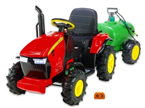 Kinderauto-Kinder-Elektroauto-Traktor-Luftreifen-Gummireifen-Güllefass-Anhänger-2x45W-rot