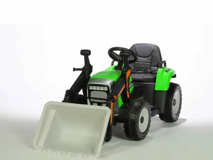 Kinderauto-Kinder-Elektroauto-Traktor-mit-Frontlader-Schaufel-2x45w-grün-grau